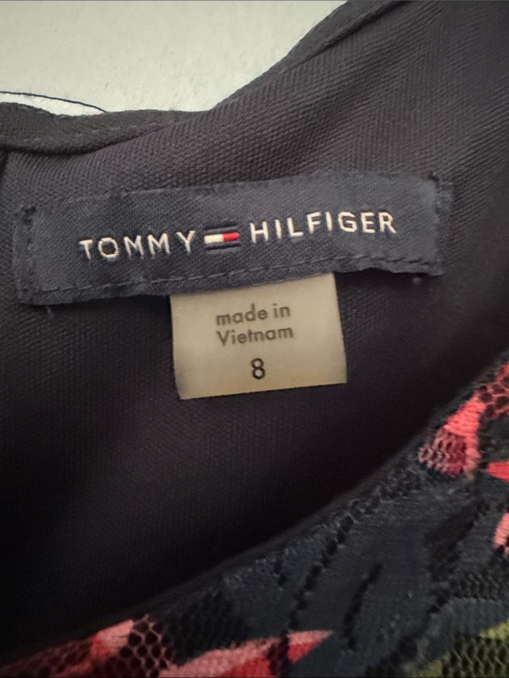 Tommy Hilfiger Black Floral Lace Fit & Flare Dress Women’s Size 8 Sleeveless - Picture 5 of 13